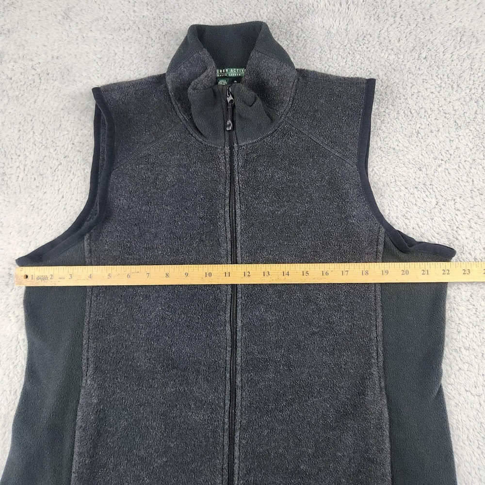 Lauren Active Ralph Lauren Vest Womens XL Gray Fleece Full Zip Stretch Pockets - Picture 8 of 14